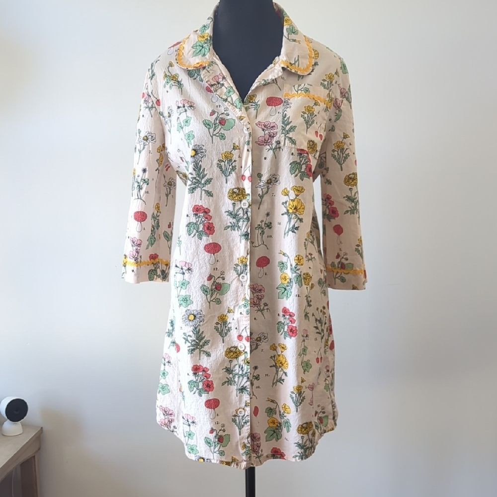 Bando Floral Print Button Down Dress Size Medium